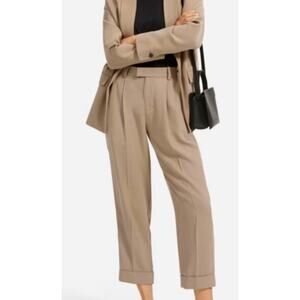 Everlane The Put Together Pleat Pant Tan Size 4 Cuffed Lyocell Laganlook